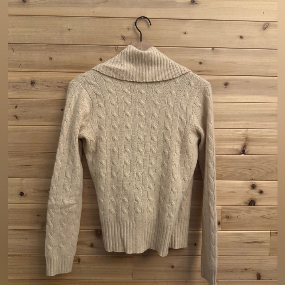 Vintage Ralph Lauren Black Label Size Medium Cashmere Cable Knit Wrap Sweater - Picture 8 of 15